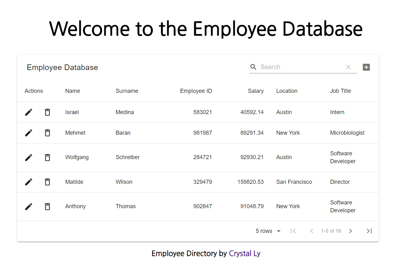 react employee database app
